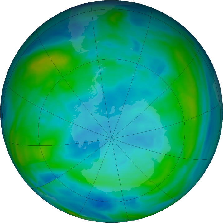 Antarctic ozone map for 11 June 2021